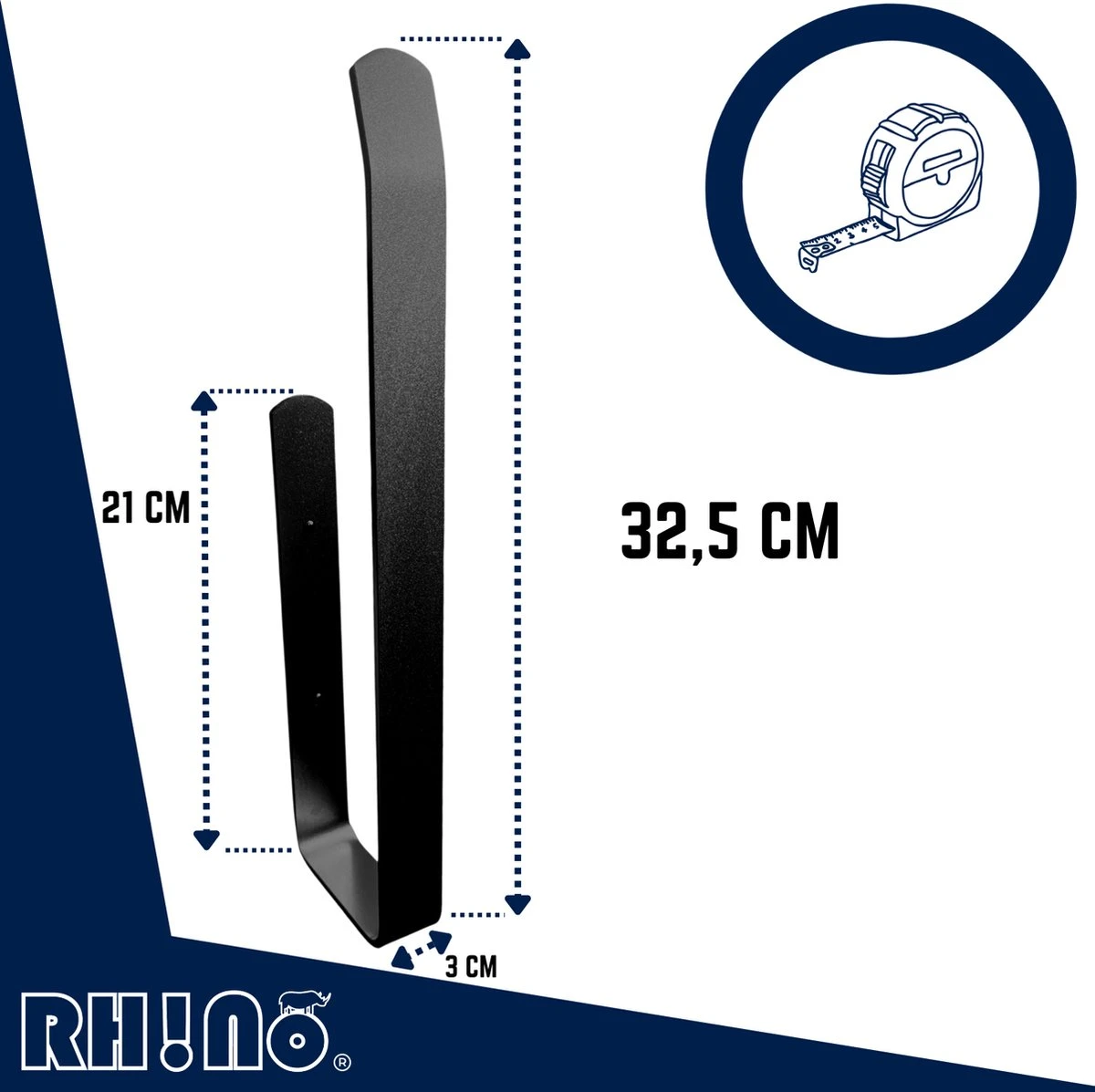 Reserverolhouder | Rh!no | WC-rolhouder | Zwart | Ophangen Zonder Boren Mogelijk| Toiletrolhouder | Plakstrip | 3 Rollen | Rh!no 2 Reserverolhouder | Rh!no | WC-rolhouder | Zwart | Ophangen Zonder Boren Mogelijk| Toiletrolhouder | Plakstrip | 3 Rollen | Rh!no - Afbeelding 2