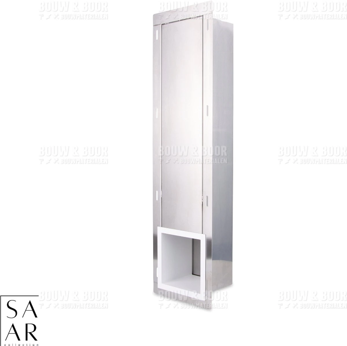 SAAR -Inbouw Toilet Reserve Rolhouder RVS - Met - MAT WIT - Inzetstuk , (uitneembaar) -72 X 20 X 13 Cm - Inbouwdiepte 12 Cm 1 SAAR -Inbouw Toilet Reserve Rolhouder RVS - Met - MAT WIT - Inzetstuk , (uitneembaar) -72 X 20 X 13 Cm - Inbouwdiepte 12 Cm