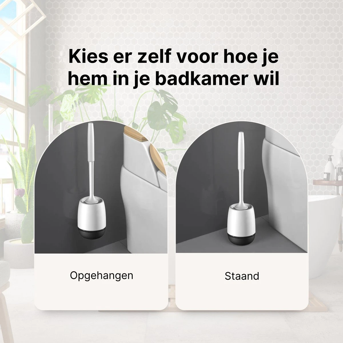 Merkloos Toiletborstel Siliconen Met Houder - Luxe WC Borstel - Vrijstaand Of Hangend - Antibacteriële Borstel Zonder Krassen - Sneldrogend - Wit Met Zwart 4 Merkloos Toiletborstel Siliconen Met Houder - Luxe WC Borstel - Vrijstaand Of Hangend - Antibacteriële Borstel Zonder Krassen - Sneldrogend - Wit Met Zwart - Afbeelding 4