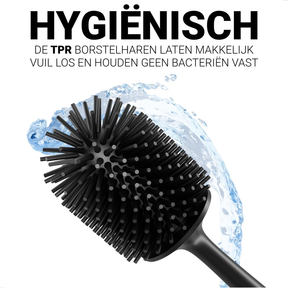 Toiletborstel Met Houder - WC Borstel - Vrijstaand - Siliconen - Zwart 2 Toiletborstel Met Houder - WC Borstel - Vrijstaand - Siliconen - Zwart - Afbeelding 2