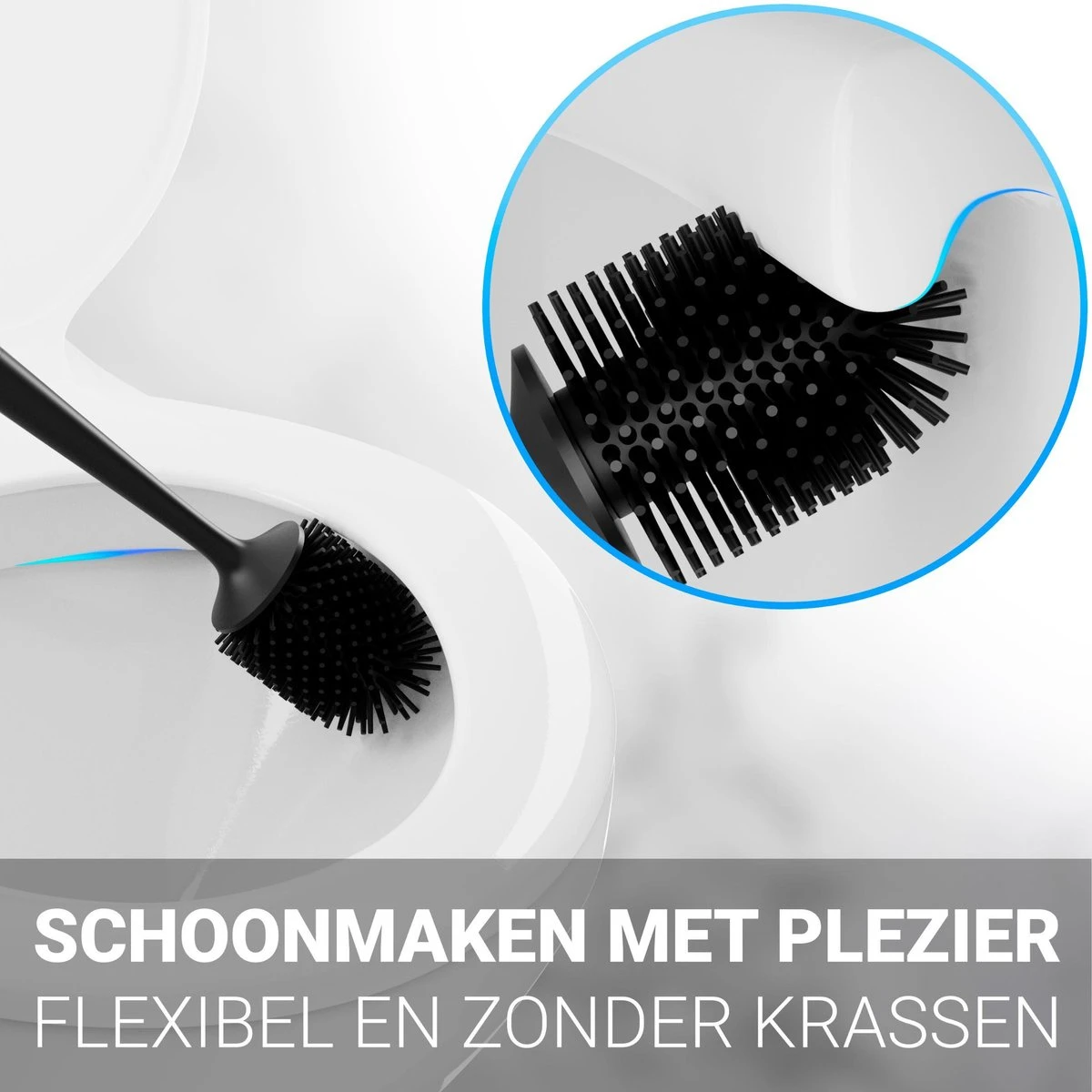 Toiletborstel Met Houder - WC Borstel - Vrijstaand - Siliconen - Zwart 4 Toiletborstel Met Houder - WC Borstel - Vrijstaand - Siliconen - Zwart - Afbeelding 4