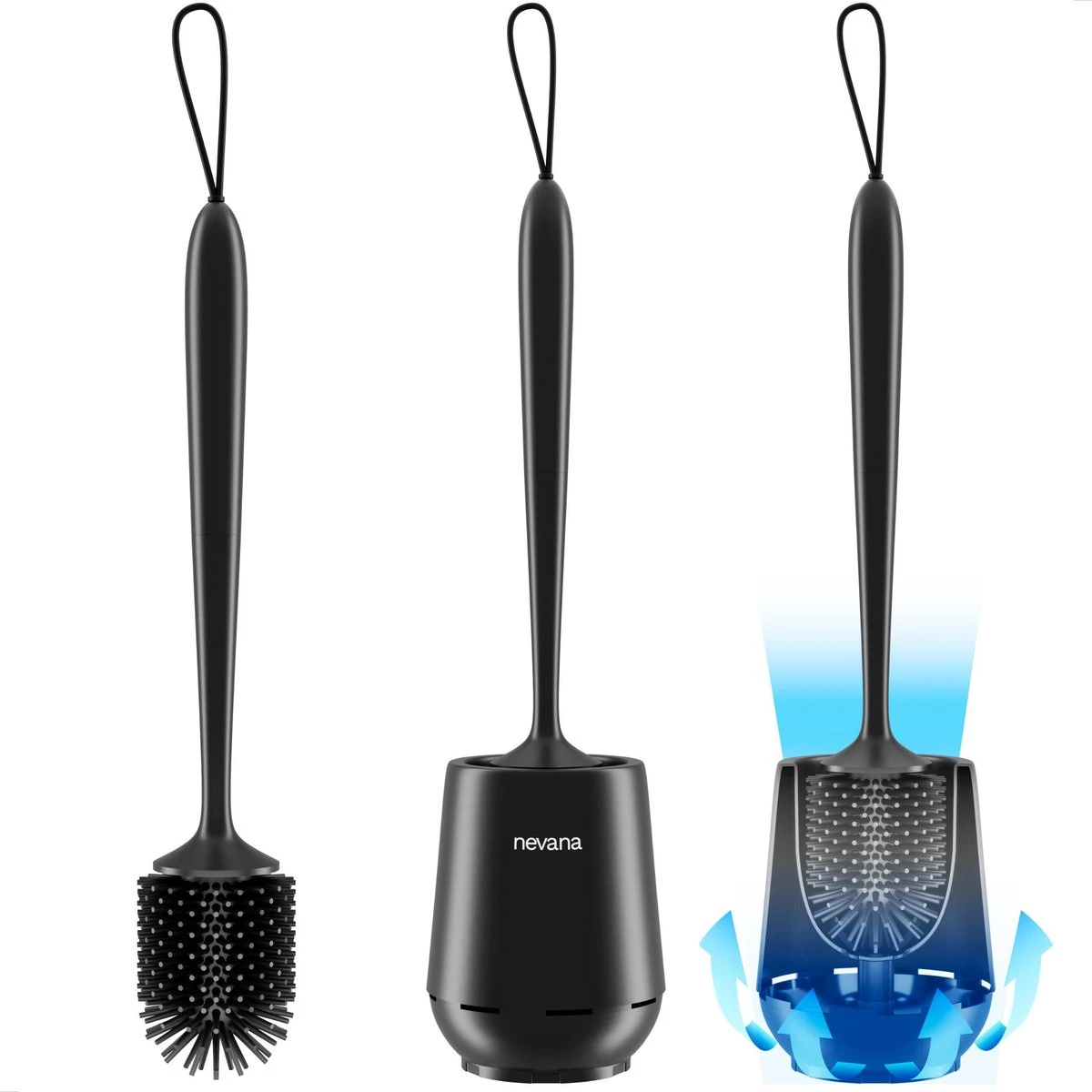 Toiletborstel Met Houder - WC Borstel - Vrijstaand - Siliconen - Zwart 8 Toiletborstel Met Houder - WC Borstel - Vrijstaand - Siliconen - Zwart - Afbeelding 8