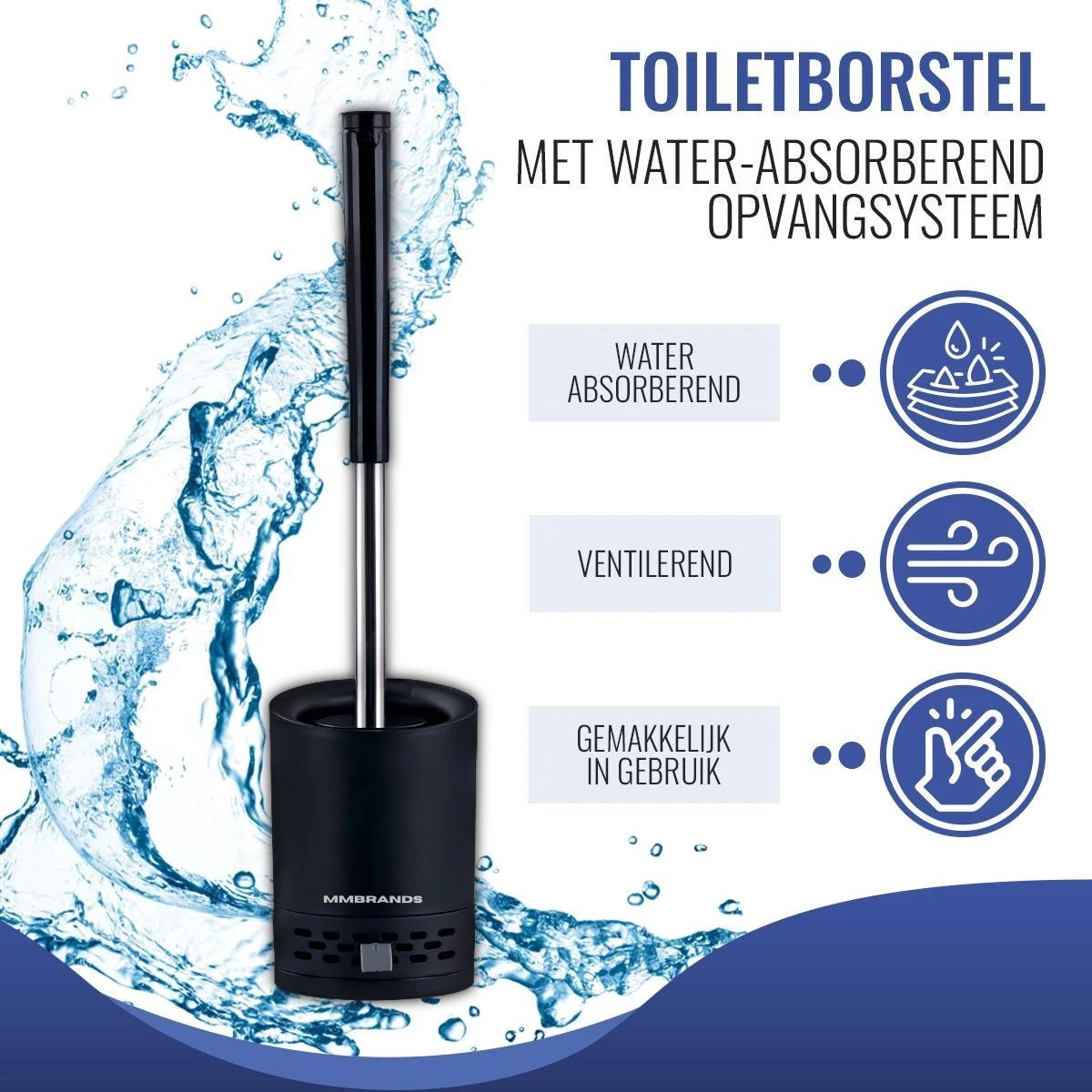 MM Brands Toiletborstel Met Houder - WC Borstel Vrijstaand En Hangend - Zwart 2 MM Brands Toiletborstel Met Houder - WC Borstel Vrijstaand En Hangend - Zwart - Afbeelding 2