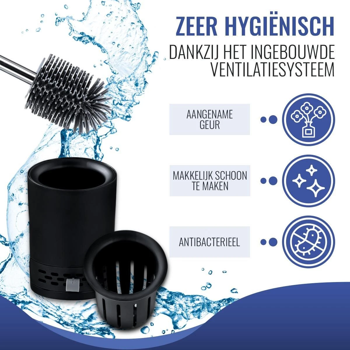 MM Brands Toiletborstel Met Houder - WC Borstel Vrijstaand En Hangend - Zwart 3 MM Brands Toiletborstel Met Houder - WC Borstel Vrijstaand En Hangend - Zwart - Afbeelding 3