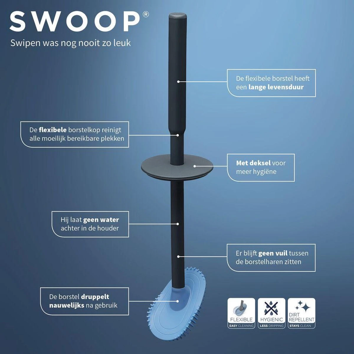 Tiger Tess - Toiletborstelhouder Met Opbergfunctie Vrijstaand En Swoop® Borstel Flexibel - Zwart / Antraciet 9 Tiger Tess - Toiletborstelhouder Met Opbergfunctie Vrijstaand En Swoop® Borstel Flexibel - Zwart / Antraciet - Afbeelding 9