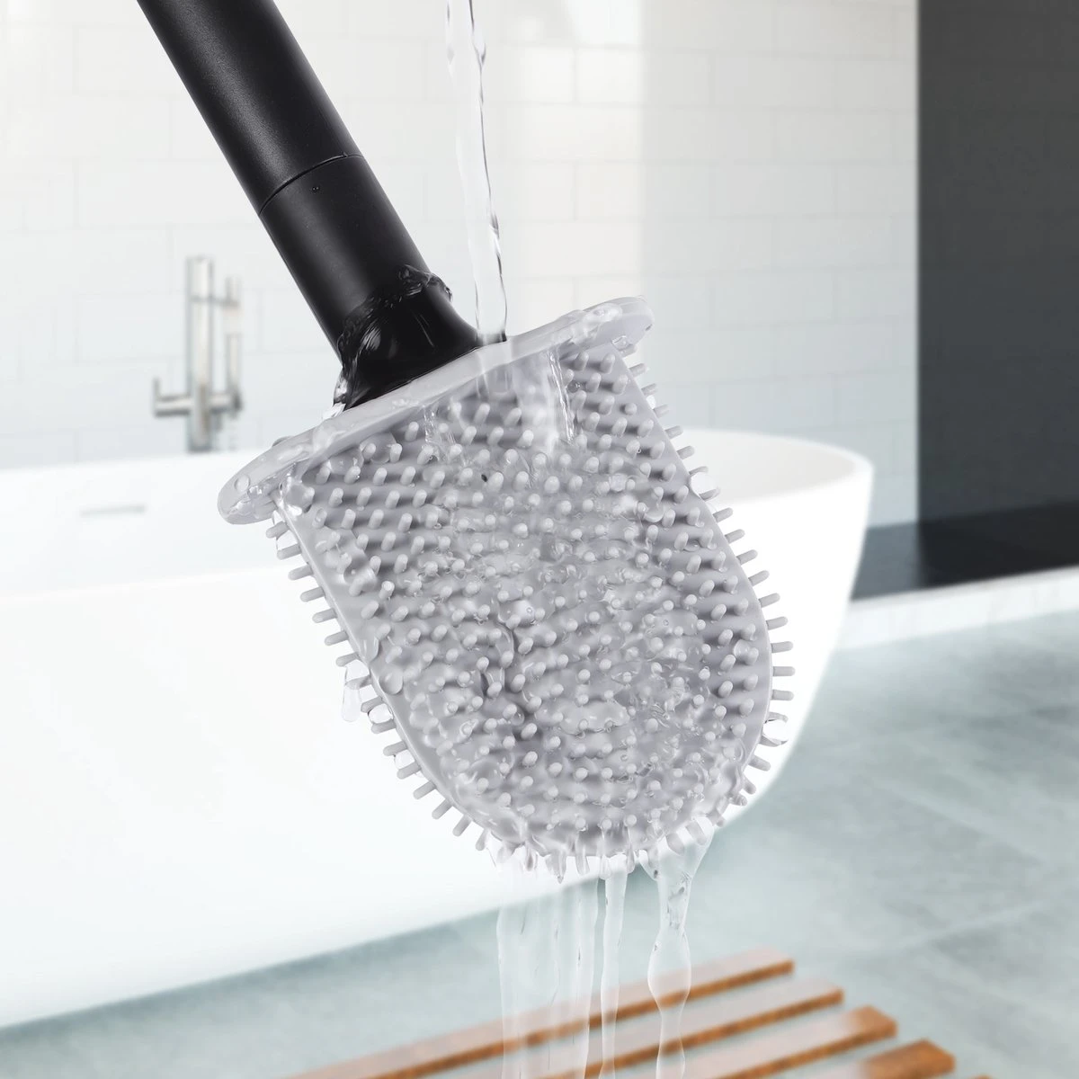 WC Borstel – Siliconen – Zwart – WC Borstel Met Houder – Vrijstaand – Hangend – WC Borstel En Houder – WC Borstel Zwart 5 WC Borstel – Siliconen – Zwart – WC Borstel Met Houder – Vrijstaand – Hangend – WC Borstel En Houder – WC Borstel Zwart - Afbeelding 5