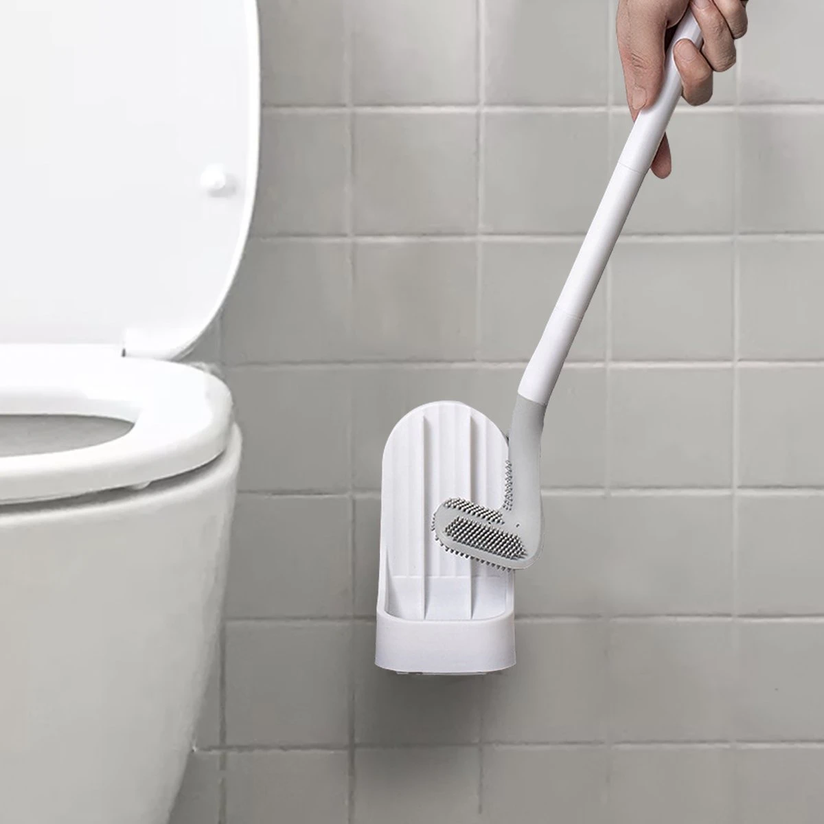 Bradey Toiletborstel Siliconen - WC Borstel Met Houder - Optimale Hygiëne - Golfclub-vorm - Komt In Alle Hoeken 7 Bradey Toiletborstel Siliconen - WC Borstel Met Houder - Optimale Hygiëne - Golfclub-vorm - Komt In Alle Hoeken - Afbeelding 7