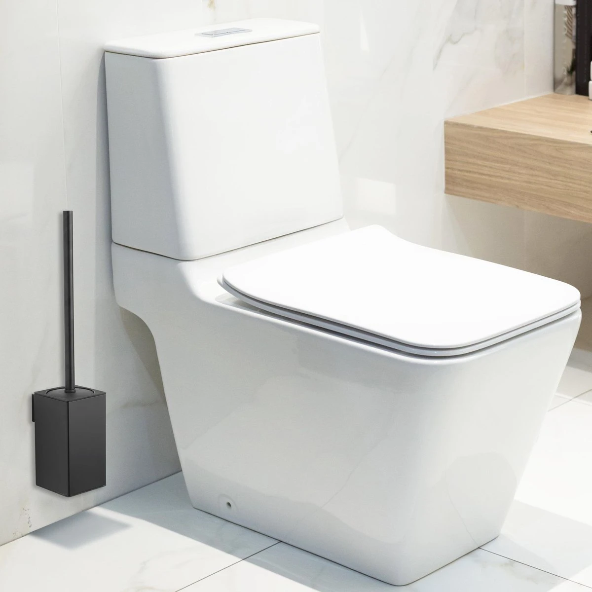 Toiletborstel Met Houder - Hangend - RVS - Mat Zwart - H 42,6 Cm 3 Toiletborstel Met Houder - Hangend - RVS - Mat Zwart - H 42,6 Cm - Afbeelding 3