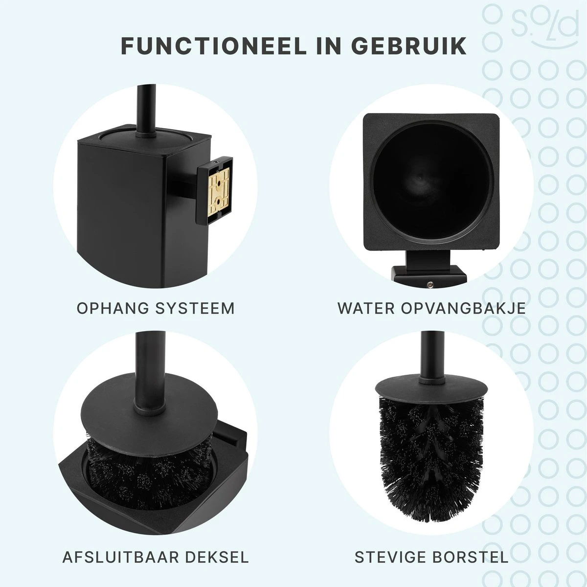 Toiletborstel Met Houder - Hangend - RVS - Mat Zwart - H 42,6 Cm 5 Toiletborstel Met Houder - Hangend - RVS - Mat Zwart - H 42,6 Cm - Afbeelding 5