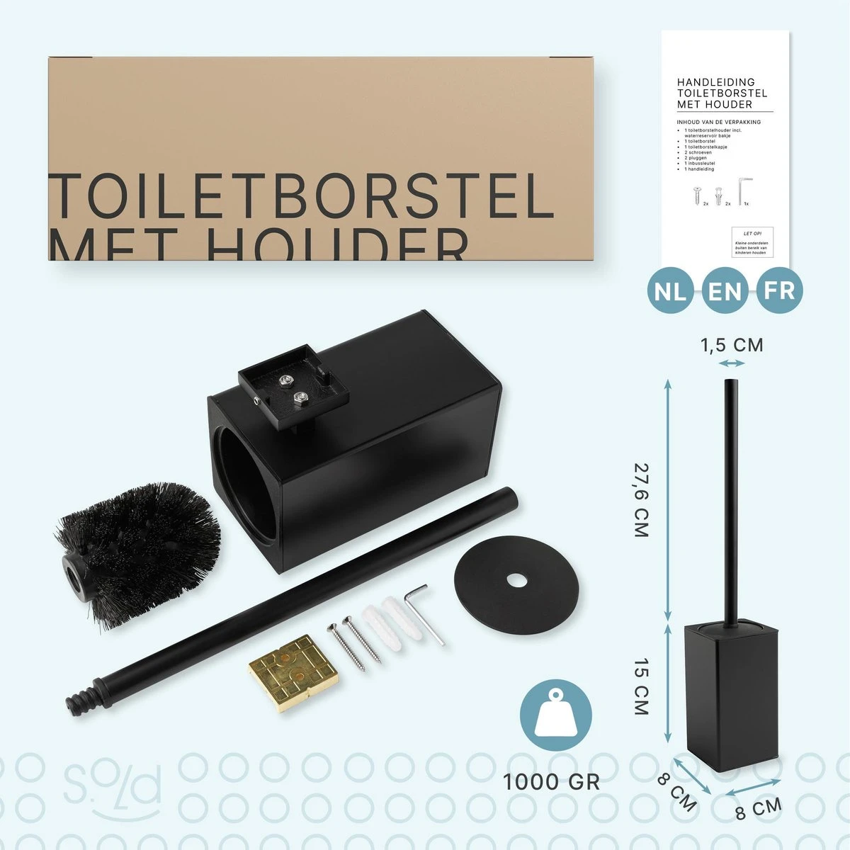 Toiletborstel Met Houder - Hangend - RVS - Mat Zwart - H 42,6 Cm 8 Toiletborstel Met Houder - Hangend - RVS - Mat Zwart - H 42,6 Cm - Afbeelding 8