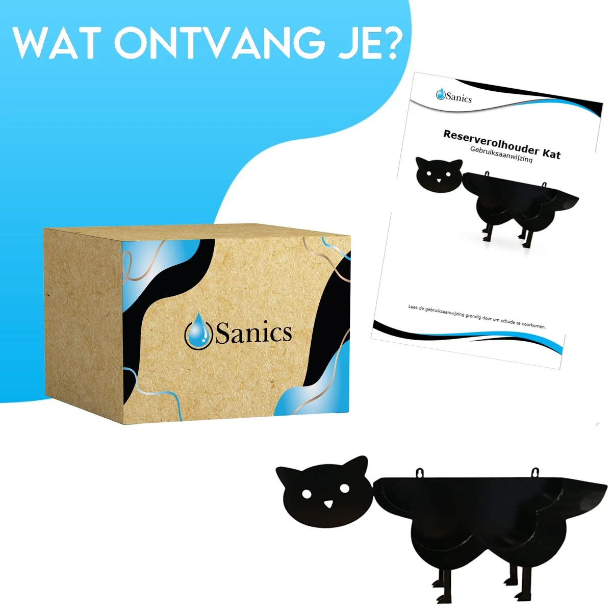 Sanics Reserverolhouder Vrijstaand - Hangend - Wandhouder - Kat - Zwart 6 Sanics Reserverolhouder Vrijstaand - Hangend - Wandhouder - Kat - Zwart - Afbeelding 6