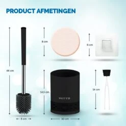 WITTS WC Borstel Met Houder - Staand Of Hangend – Mat Zwart - Incl. Absorberende Pad -Merkloos Verkoop 1200x1200 1155