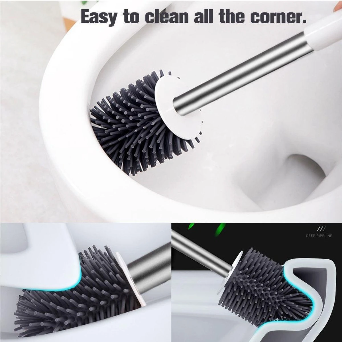 Fleau Luxe WC Borstel Met Houder - Siliconen Toiletborstel - Hygiënisch & Antibacterieel - Vrijstaand Of Hangend - Wit 3 Fleau Luxe WC Borstel Met Houder - Siliconen Toiletborstel - Hygiënisch & Antibacterieel - Vrijstaand Of Hangend - Wit - Afbeelding 3