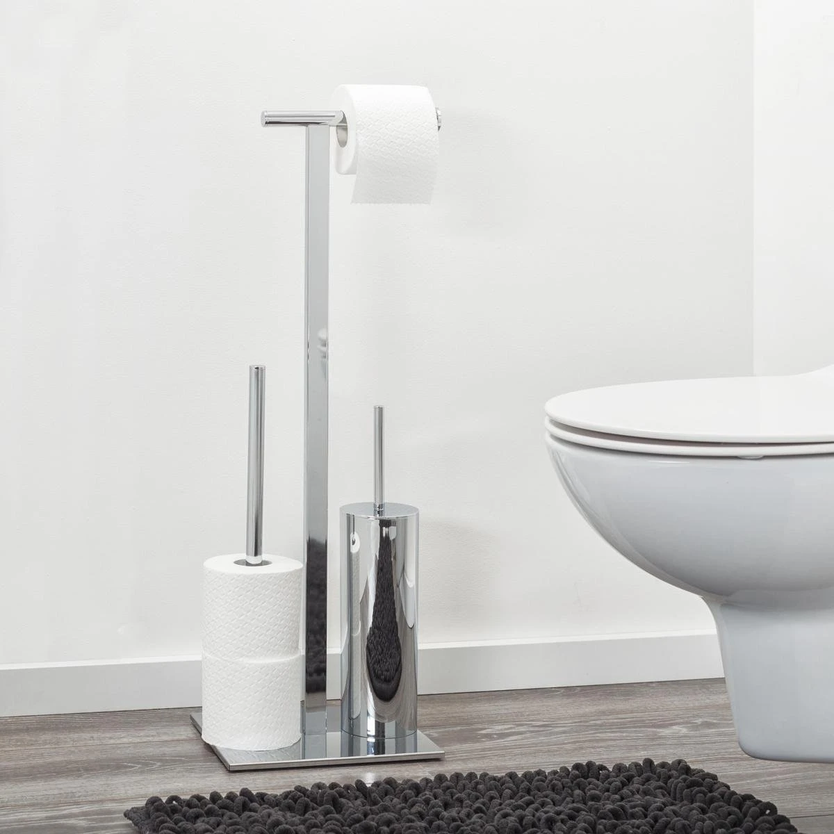 Sealskin Square Toiletbutler Vrijstaand - Toiletborstel Met Houder - Toiletrolhouder Zonder Klep - Reserverolhouder - Chroom 4 Sealskin Square Toiletbutler Vrijstaand - Toiletborstel Met Houder - Toiletrolhouder Zonder Klep - Reserverolhouder - Chroom - Afbeelding 4