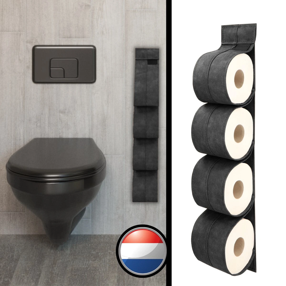 Reserverolhouder Hangend – Toiletrolhouder – Reserve Rolhouder – Zonder Boren – Rolhouder - Muur – Zwart - Antraciet - STOF & SPETTERVRIJ 1 Reserverolhouder Hangend – Toiletrolhouder – Reserve Rolhouder – Zonder Boren – Rolhouder - Muur – Zwart - Antraciet - STOF & SPETTERVRIJ