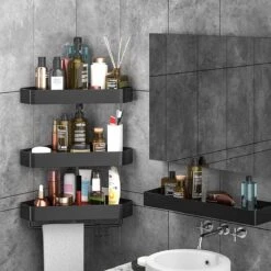 Cgoods Doucherek 2 Laags - Doucherek Zonder Boren - Doucherekje - Douchemandje - Badkamerrek - Badkamer Accessoires - Zwart -Merkloos Verkoop 1200x1200 1296