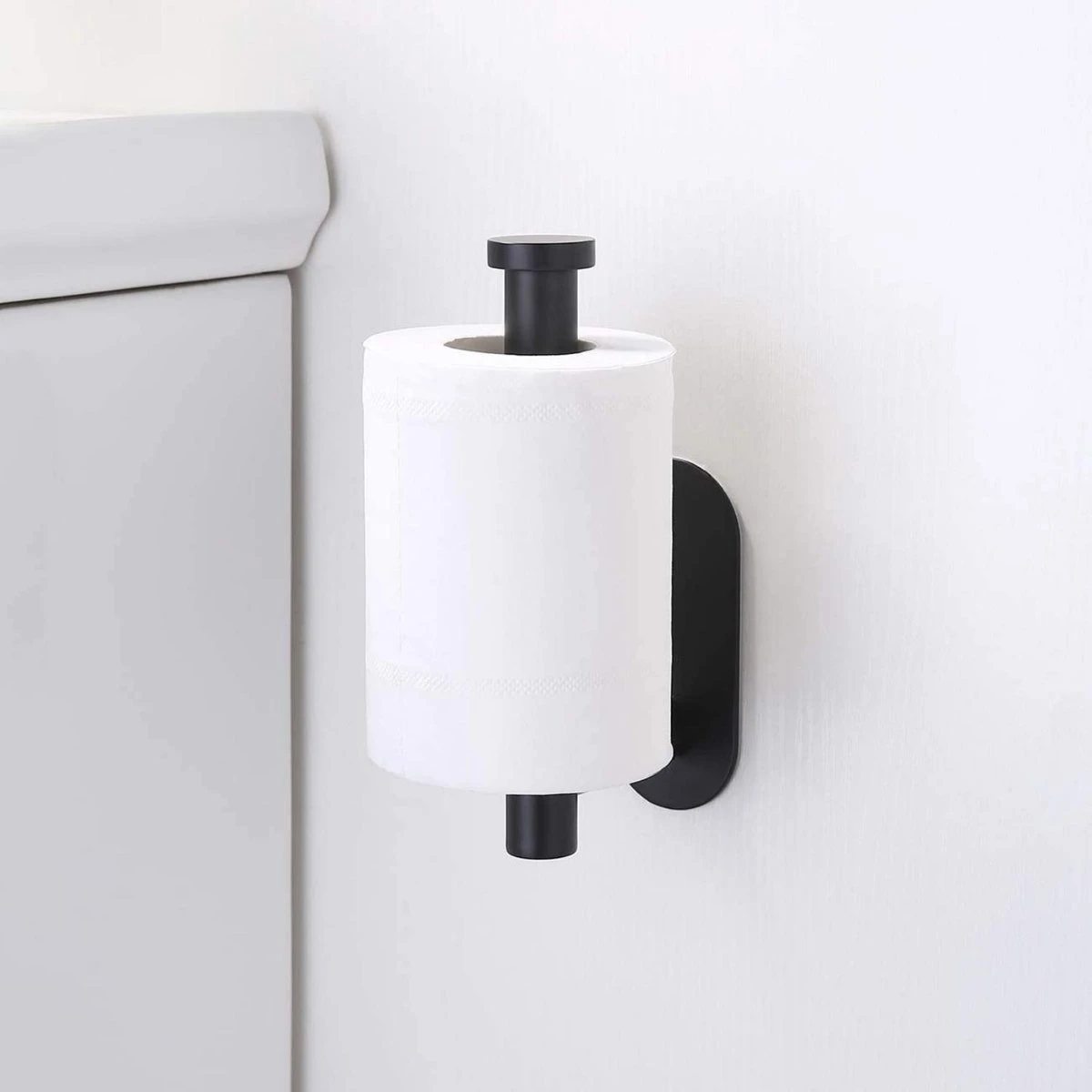 Toiletrolhouder Inclusief Handdoekhaak - Zonder Boren - Zelfklevend - Zwart - Staand 5 Toiletrolhouder Inclusief Handdoekhaak - Zonder Boren - Zelfklevend - Zwart - Staand - Afbeelding 5