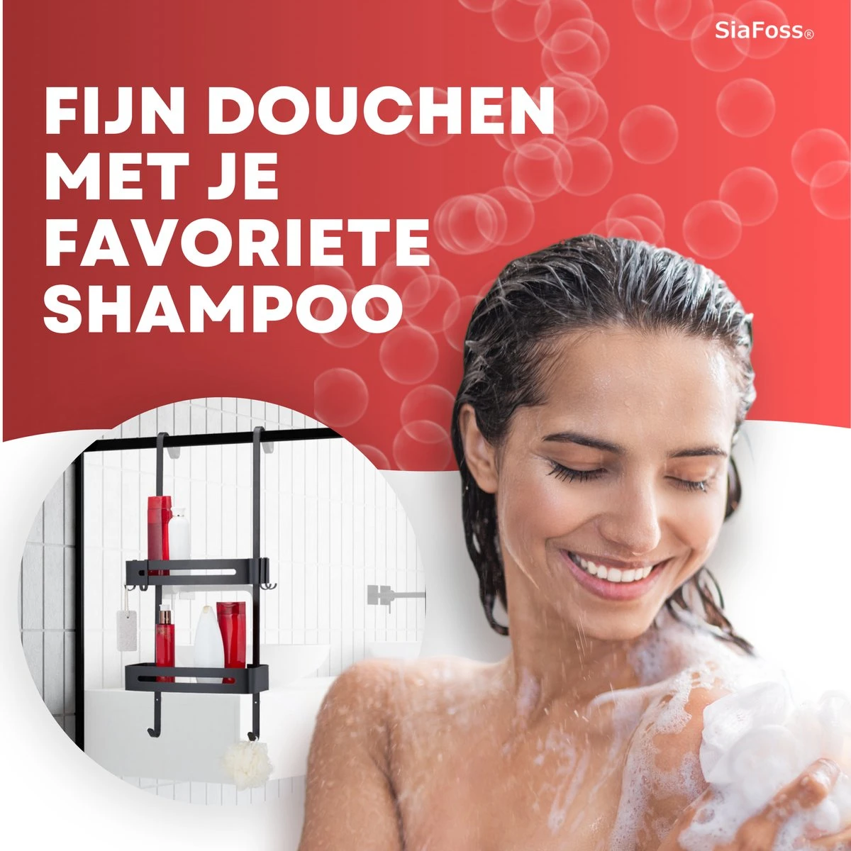 SIAFOSS Doucherek XL Zonder Boren Doucherek Hangend - 100% Stevig - 100% RVS - Hangend Badkamerrekje - Doucherek Aan Douchewand - Badkamer Accessoires - RVS Zwart - 2 Laags - Douchemand 7 SIAFOSS Doucherek XL Zonder Boren Doucherek Hangend - 100% Stevig - 100% RVS - Hangend Badkamerrekje - Doucherek Aan Douchewand - Badkamer Accessoires - RVS Zwart - 2 Laags - Douchemand - Afbeelding 7