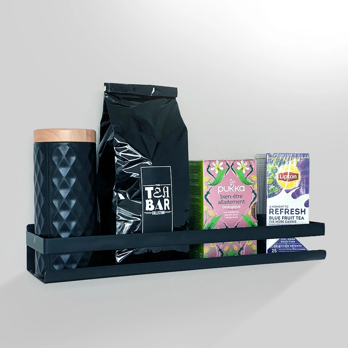 DesignX - Doucherek Zwart Hangend - 40CM Kruidenrek Keukenrek Ophangbaar - Caddy - Planchet - Wandrek Industrieel - Badkamer - Keuken 2 DesignX - Doucherek Zwart Hangend - 40CM Kruidenrek Keukenrek Ophangbaar - Caddy - Planchet - Wandrek Industrieel - Badkamer - Keuken - Afbeelding 2