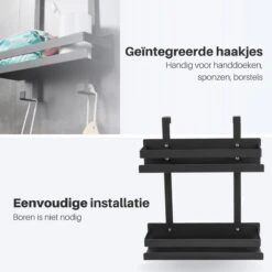 Doucherek Hangend - Ophangbaar Doucherek Matzwart - Twee Lagen - Badkamerrek - Doucherek Zonder Boren - 2 Laags - Badkamer Accessoires 16 Doucherek Hangend - Ophangbaar Doucherek Matzwart - Twee Lagen - Badkamerrek - Doucherek Zonder Boren - 2 Laags - Badkamer Accessoires -Merkloos Verkoop 1200x1200 1318