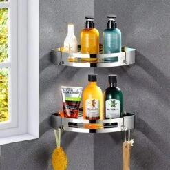 Merkloos Doucherek Zonder Boren – Doucherek Hangend – Badkamerrek – Zilver RVS – IP68 Waterdicht – 8KG Draagkracht