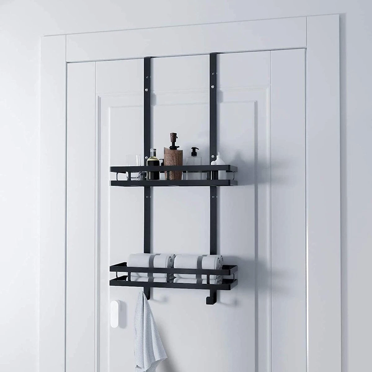 Souiri Doucherek - Stainless Doucherek - Zonder Boren - Doucherek Zwart - Doucherek Hangend - Badkamer Accessoires - RVS - 2 Laags 2 Souiri Doucherek - Stainless Doucherek - Zonder Boren - Doucherek Zwart - Doucherek Hangend - Badkamer Accessoires - RVS - 2 Laags - Afbeelding 2