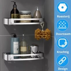 BrandtBergkamp RVS Doucherek 2 Laags – Zonder Boren – Doucherekje Hangend – Badkamerrek Zilver 15 BrandtBergkamp RVS Doucherek 2 Laags – Zonder Boren – Doucherekje Hangend – Badkamerrek Zilver -Merkloos Verkoop 1200x1200 1356