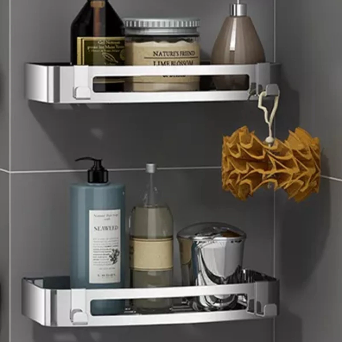 BrandtBergkamp RVS Doucherek 2 Laags – Zonder Boren – Doucherekje Hangend – Badkamerrek Zilver 10 BrandtBergkamp RVS Doucherek 2 Laags – Zonder Boren – Doucherekje Hangend – Badkamerrek Zilver - Afbeelding 10