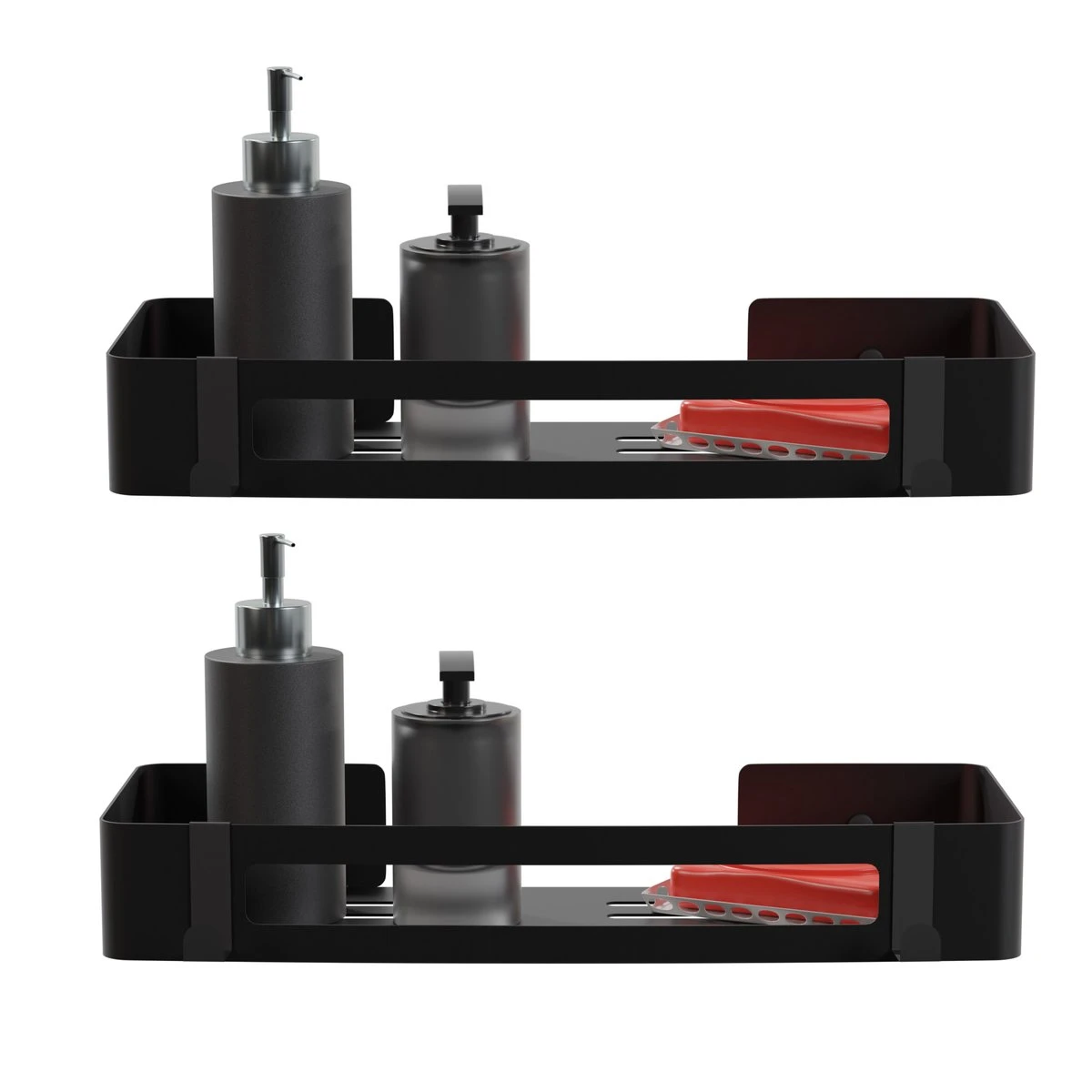 BrandtBergkamp RVS Doucherek 2 Laags – Zonder Boren – Doucherekje Hangend – Badkamerrek Zwart 1 BrandtBergkamp RVS Doucherek 2 Laags – Zonder Boren – Doucherekje Hangend – Badkamerrek Zwart