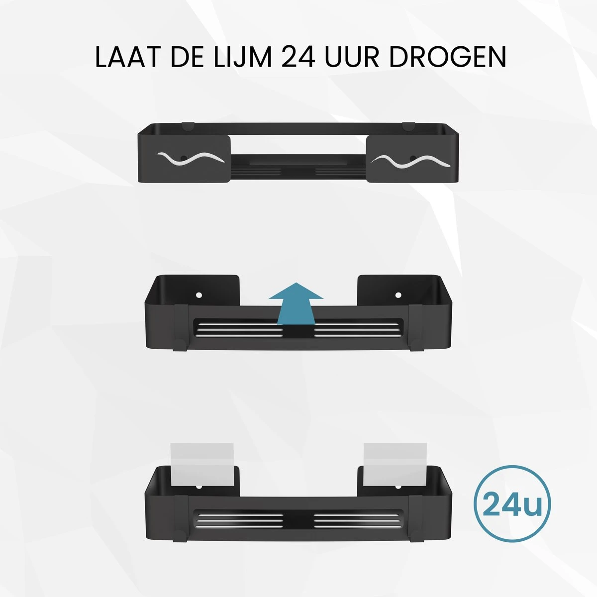 BrandtBergkamp RVS Doucherek 2 Laags – Zonder Boren – Doucherekje Hangend – Badkamerrek Zwart 4 BrandtBergkamp RVS Doucherek 2 Laags – Zonder Boren – Doucherekje Hangend – Badkamerrek Zwart - Afbeelding 4