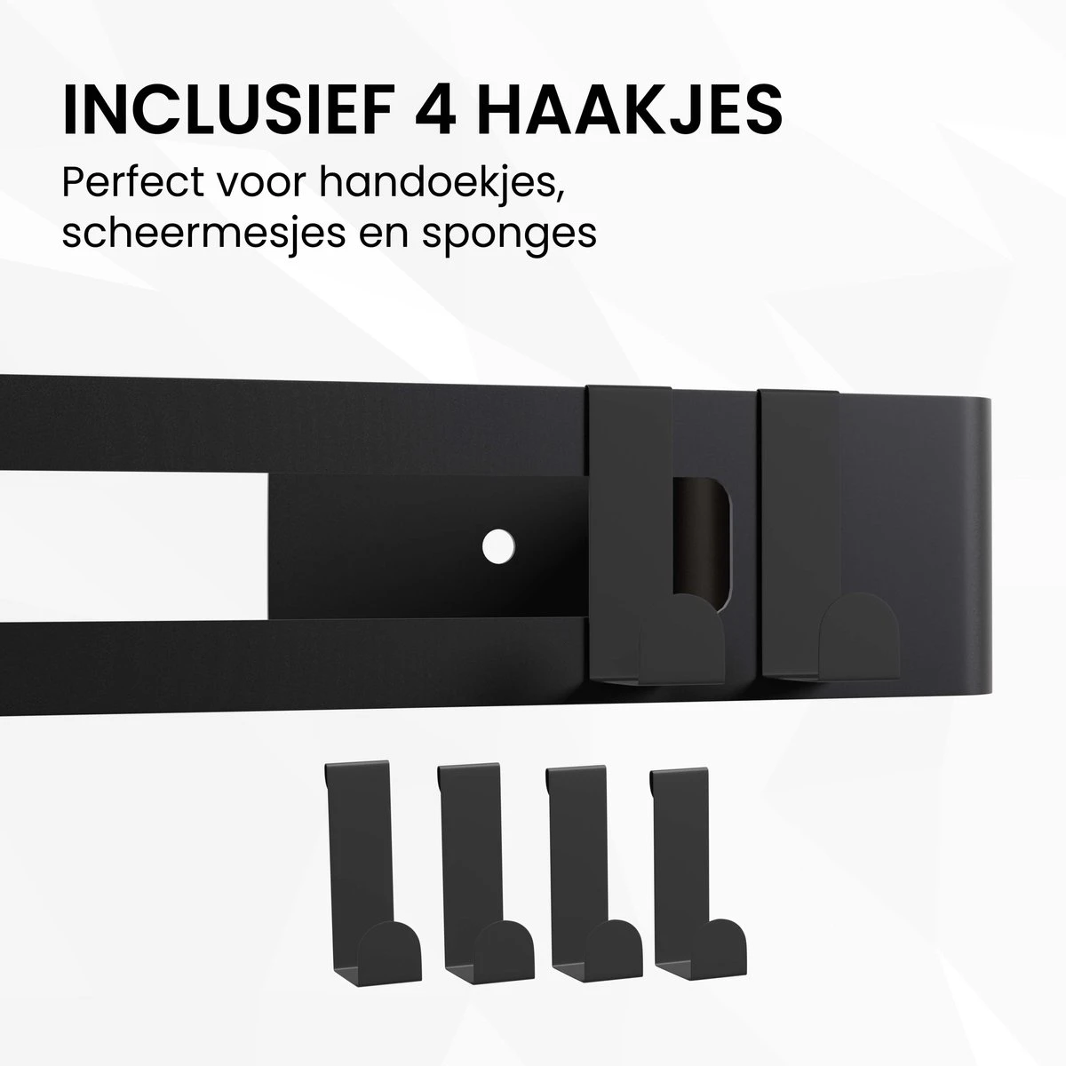 BrandtBergkamp RVS Doucherek 2 Laags – Zonder Boren – Doucherekje Hangend – Badkamerrek Zwart 6 BrandtBergkamp RVS Doucherek 2 Laags – Zonder Boren – Doucherekje Hangend – Badkamerrek Zwart - Afbeelding 6