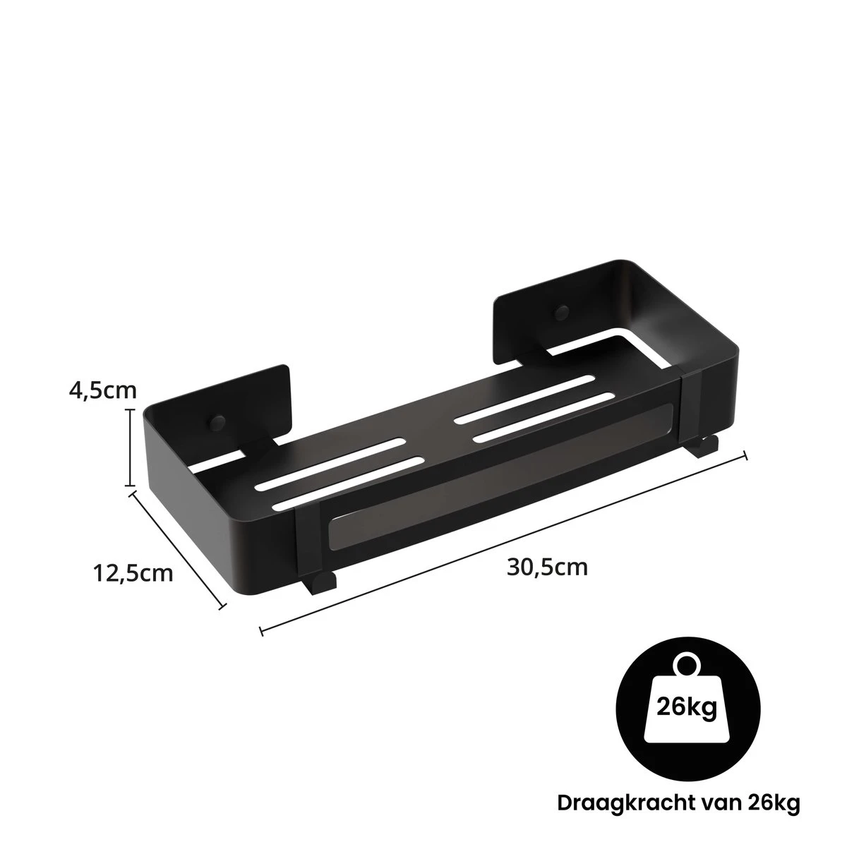 BrandtBergkamp RVS Doucherek 2 Laags – Zonder Boren – Doucherekje Hangend – Badkamerrek Zwart 11 BrandtBergkamp RVS Doucherek 2 Laags – Zonder Boren – Doucherekje Hangend – Badkamerrek Zwart - Afbeelding 11