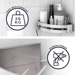 Sanicraft® Doucherekje - Doucherekje Zonder Boren - Geschikt Voor Elk Type Muur - Doucherekje Hangend - Doucheplank - Doucherekje Hoek - Doucherekje Zilver 13 Sanicraft® Doucherekje - Doucherekje Zonder Boren - Geschikt Voor Elk Type Muur - Doucherekje Hangend - Doucheplank - Doucherekje Hoek - Doucherekje Zilver -Merkloos Verkoop 1200x1200 1372