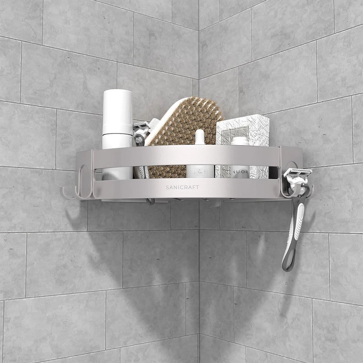 Sanicraft® Doucherekje - Doucherekje Zonder Boren - Geschikt Voor Elk Type Muur - Doucherekje Hangend - Doucheplank - Doucherekje Hoek - Doucherekje Zilver 8 Sanicraft® Doucherekje - Doucherekje Zonder Boren - Geschikt Voor Elk Type Muur - Doucherekje Hangend - Doucheplank - Doucherekje Hoek - Doucherekje Zilver - Afbeelding 8