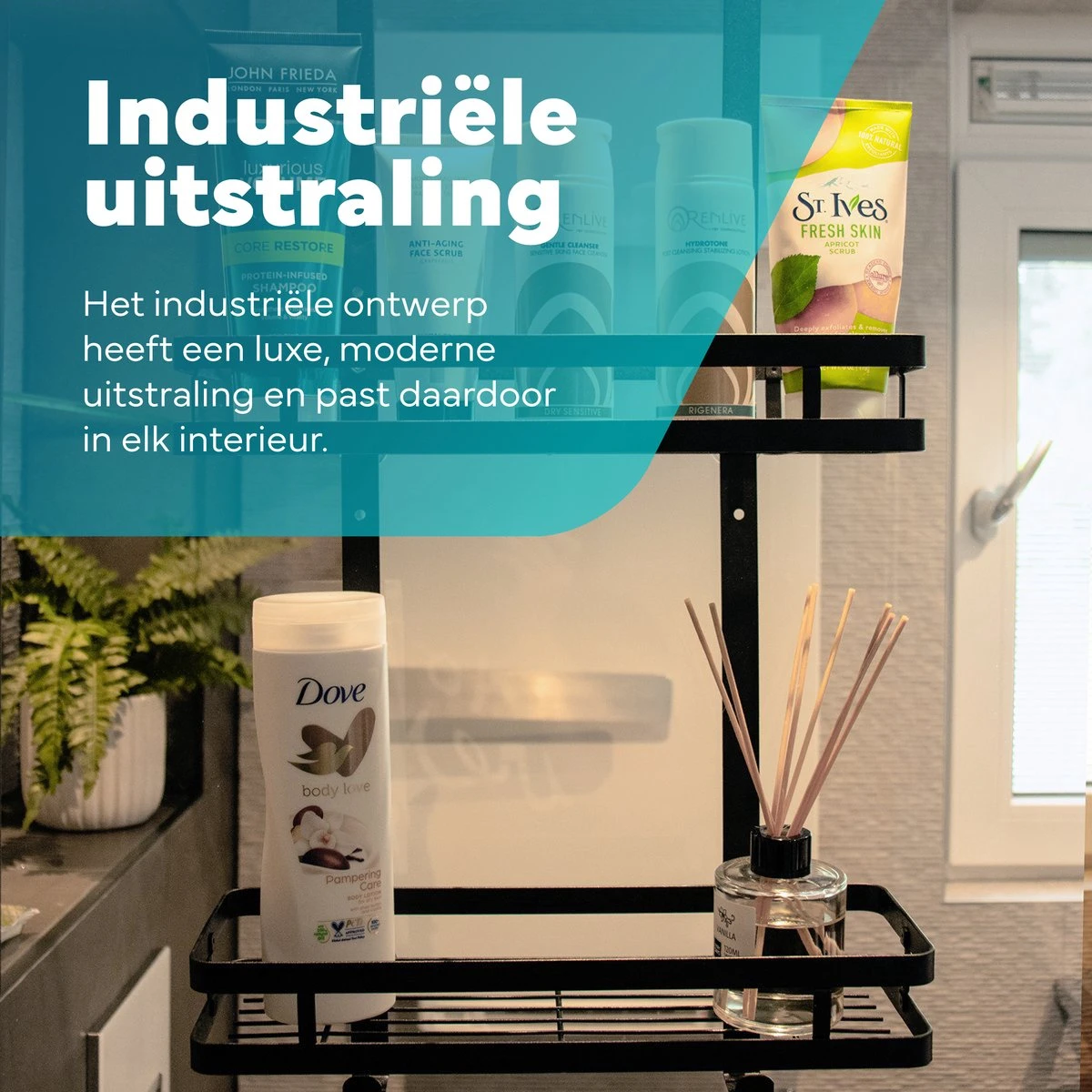 L'eauxe Doucherek Hangend Zonder Boren - Ophangbaar Badkamerrek Aan Douchewand - Opbergrek - Badkamer Accessoires - RVS - Zwart - Cadeau 7 L'eauxe Doucherek Hangend Zonder Boren - Ophangbaar Badkamerrek Aan Douchewand - Opbergrek - Badkamer Accessoires - RVS - Zwart - Cadeau - Afbeelding 7