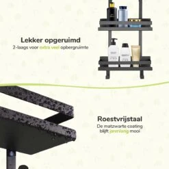 Doucherek Zonder Boren - Zwart - 2-Laags Doucherekje - Hangend Aan Douchewand 9 Doucherek Zonder Boren - Zwart - 2-Laags Doucherekje - Hangend Aan Douchewand -Merkloos Verkoop 1200x1200 1385