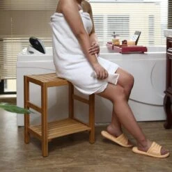 Merkloos Decopatent® Bamboe Handoekenrek - Badkamer Bankje - Houten Handdoeken Rek - Bank Voor In Badkamer - Badkamerkruk - Badkamerstoel -Merkloos Verkoop 1200x1200 142