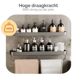 Goliving Doucherek Zonder Boren - Doucherekje- Badkamerrek 2 Laags - Hangend - Wandrek - RVS - Opbergrek - 40cm - Zwart 12 Goliving Doucherek Zonder Boren - Doucherekje- Badkamerrek 2 Laags - Hangend - Wandrek - RVS - Opbergrek - 40cm - Zwart -Merkloos Verkoop 1200x1200 1430