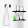 Dubbele Doucherek Zwart Zonder Boren – Sterke Lijmbasis - Badkamer Rek – Hoek – Doucherekjes – Incl. Schroeven – Incl. 2 Haken