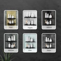 Dubbele Doucherek Zwart Zonder Boren – Sterke Lijmbasis - Badkamer Rek – Hoek – Doucherekjes – Incl. Schroeven – Incl. 2 Haken 12 Dubbele Doucherek Zwart Zonder Boren – Sterke Lijmbasis - Badkamer Rek – Hoek – Doucherekjes – Incl. Schroeven – Incl. 2 Haken -Merkloos Verkoop 1200x1200 1439