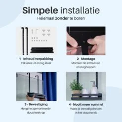 Doucherek Hangend - Ophangbaar Doucherek - Mat Zwart - Badkamerrek - Zonder Boren - Doucherek Aan Douchewand - Doucherekje 19 Doucherek Hangend - Ophangbaar Doucherek - Mat Zwart - Badkamerrek - Zonder Boren - Doucherek Aan Douchewand - Doucherekje -Merkloos Verkoop 1200x1200 1449