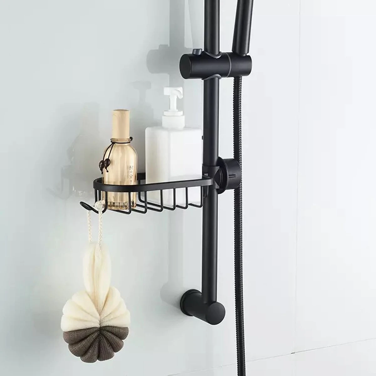 MLN Basics® Doucherek | Zwart | Zonder Boren Of Zuignap 1 MLN Basics® Doucherek | Zwart | Zonder Boren Of Zuignap