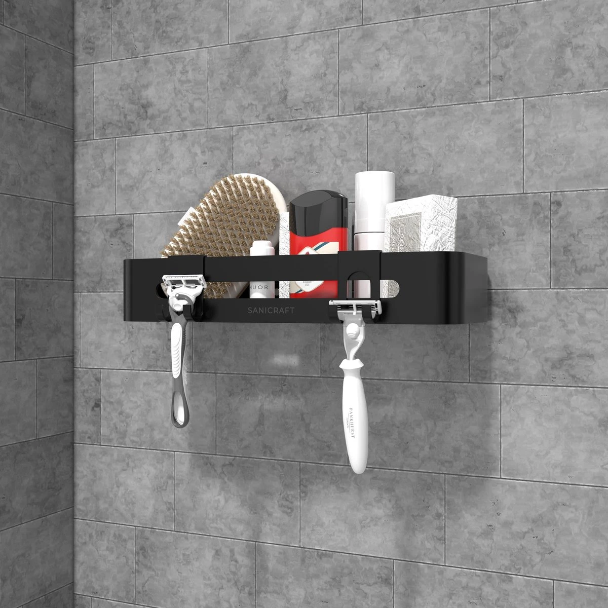 Doucherekje Van Sanicraft® - Doucherekje Zonder Boren - Geschikt Voor Elk Type Muur - Hangend - Roestvrij - 2 Stuks - Zwart 8 Doucherekje Van Sanicraft® - Doucherekje Zonder Boren - Geschikt Voor Elk Type Muur - Hangend - Roestvrij - 2 Stuks - Zwart - Afbeelding 8