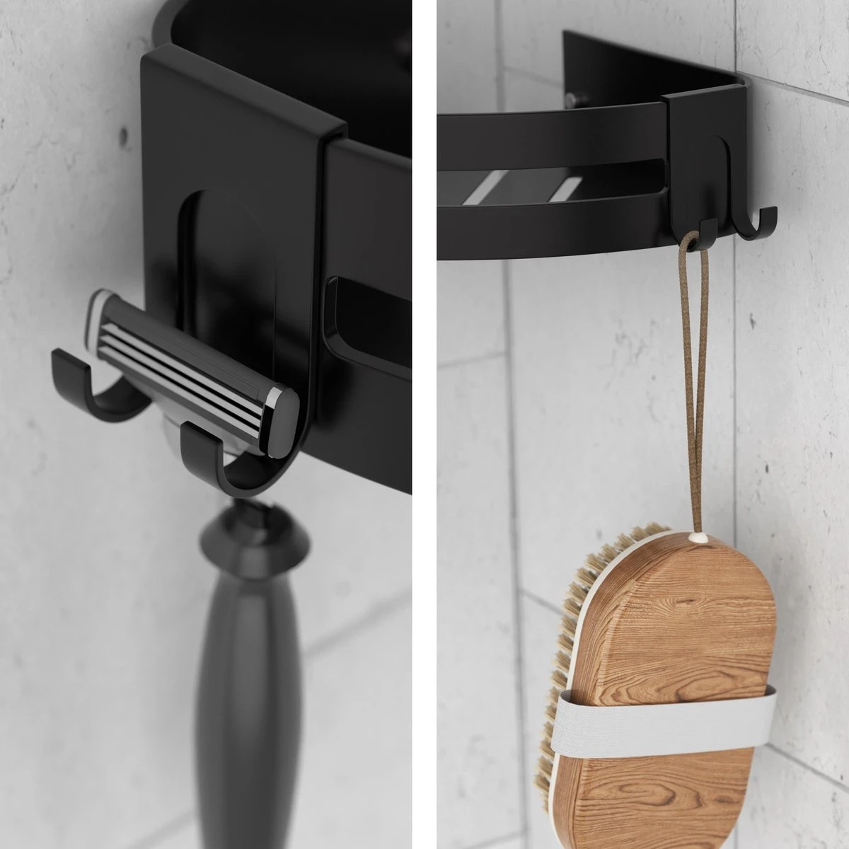 Sanicraft® Doucherekje - Doucherekje Zonder Boren - Geschikt Voor Elk Type Muur - Doucherekje Hangend - Doucheplank - Doucherekje Hoek - Doucherekje Zwart 3 Sanicraft® Doucherekje - Doucherekje Zonder Boren - Geschikt Voor Elk Type Muur - Doucherekje Hangend - Doucheplank - Doucherekje Hoek - Doucherekje Zwart - Afbeelding 3