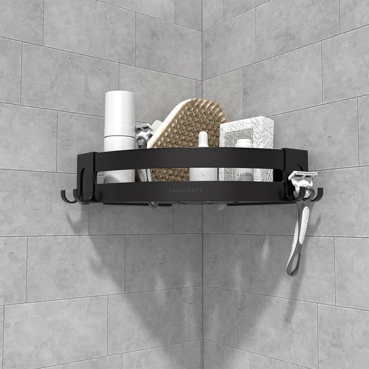 Sanicraft® Doucherekje - Doucherekje Zonder Boren - Geschikt Voor Elk Type Muur - Doucherekje Hangend - Doucheplank - Doucherekje Hoek - Doucherekje Zwart 7 Sanicraft® Doucherekje - Doucherekje Zonder Boren - Geschikt Voor Elk Type Muur - Doucherekje Hangend - Doucheplank - Doucherekje Hoek - Doucherekje Zwart - Afbeelding 7