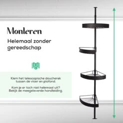 Avint Goods Telescopisch Doucherek Zonder Boren – 4 Laags Badkamerrek Staand – Douche Rek Hoekrek – Zwart -Merkloos Verkoop 1200x1200 1526