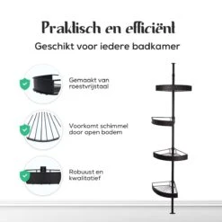 Avint Goods Telescopisch Doucherek Zonder Boren – 4 Laags Badkamerrek Staand – Douche Rek Hoekrek – Zwart -Merkloos Verkoop 1200x1200 1527