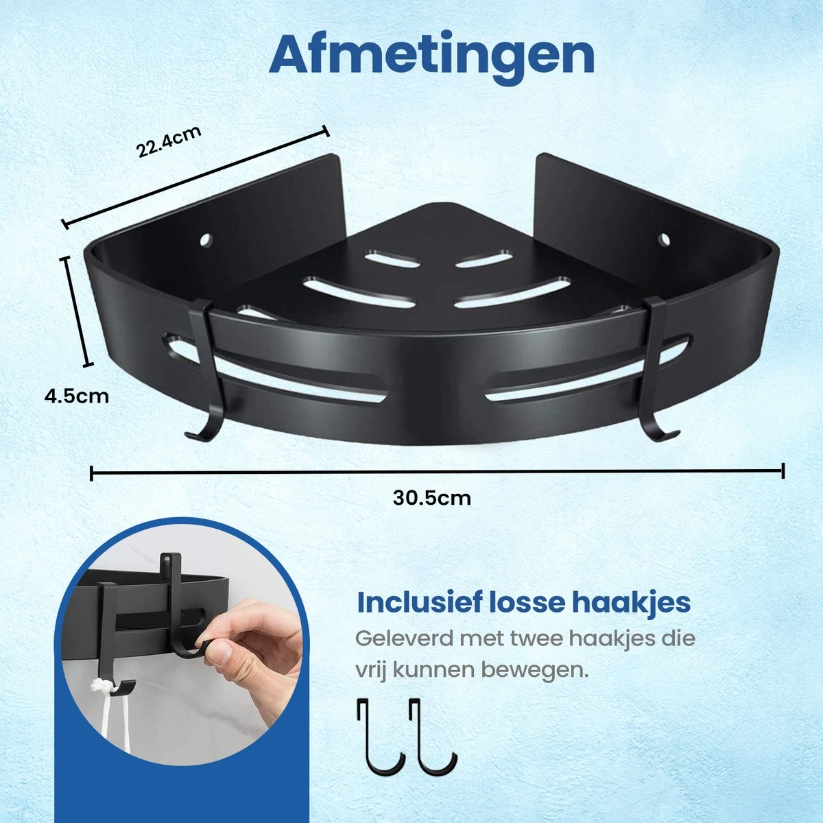 Merkloos Doucherek Zonder Boren – Doucherek – Badkamerrek – Zwart RVS – Zonder Boren – IP68 Waterdicht – 8KG Draagkracht – 2 Stuks 2 Merkloos Doucherek Zonder Boren – Doucherek – Badkamerrek – Zwart RVS – Zonder Boren – IP68 Waterdicht – 8KG Draagkracht – 2 Stuks - Afbeelding 2