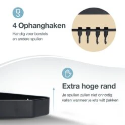 ACE Goods® Doucherek Zwart Hangend – Badkamerrek – Doucherek 2 Laags – Badkamerrekje Hoekrek Douche – Inclusief Haakjes -Merkloos Verkoop 1200x1200 1561