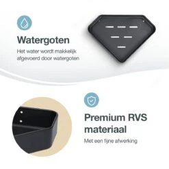 ACE Goods® Doucherek Zwart Hangend – Badkamerrek – Doucherek 2 Laags – Badkamerrekje Hoekrek Douche – Inclusief Haakjes -Merkloos Verkoop 1200x1200 1562